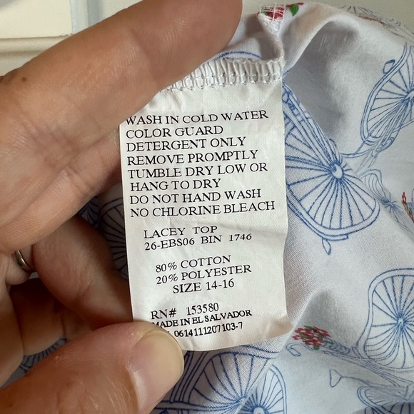 Eleanor Rose Bicycle Print “Lacey Top” Size 14-16 Youth Girls - Picture 5 of 6